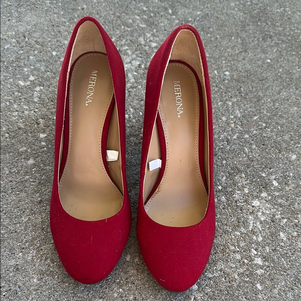 Merona Red Suede Heels Timeless Elegance